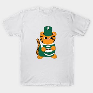 Marching Band Tiger Drum Green and White T-Shirt